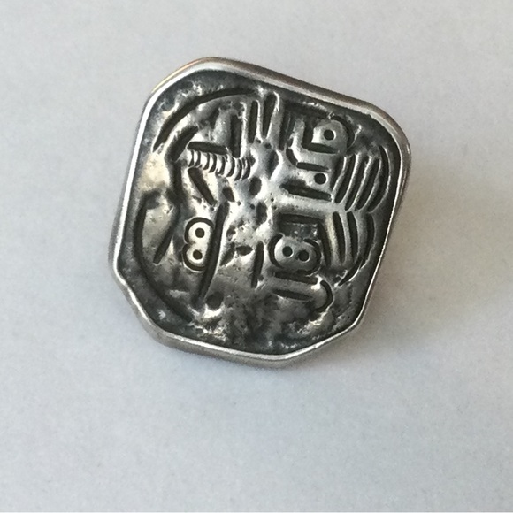 MidC Vintage Mexico Abstract Tribal Silver Ring - Size 6 - Sterling Mexico Bell - Picture 8 of 9